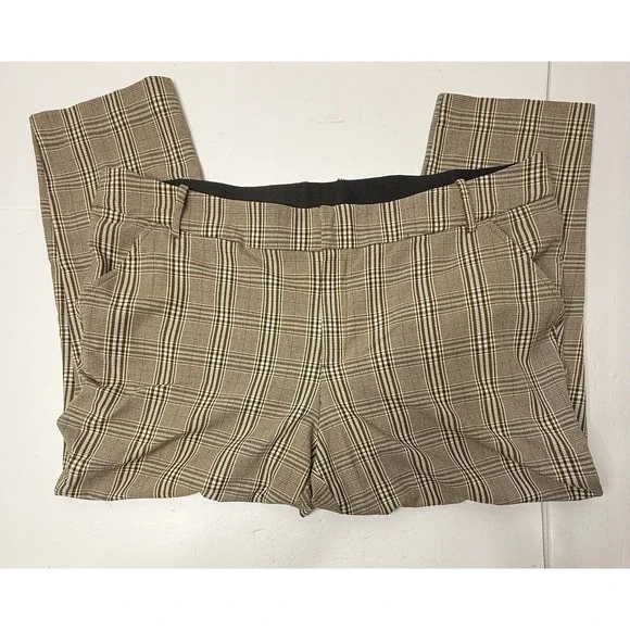 Ava & Viv Mid-Rise Plaid Pants Womens Size 22W Brown Career Plus Size Stretch - Picture 13 of 15